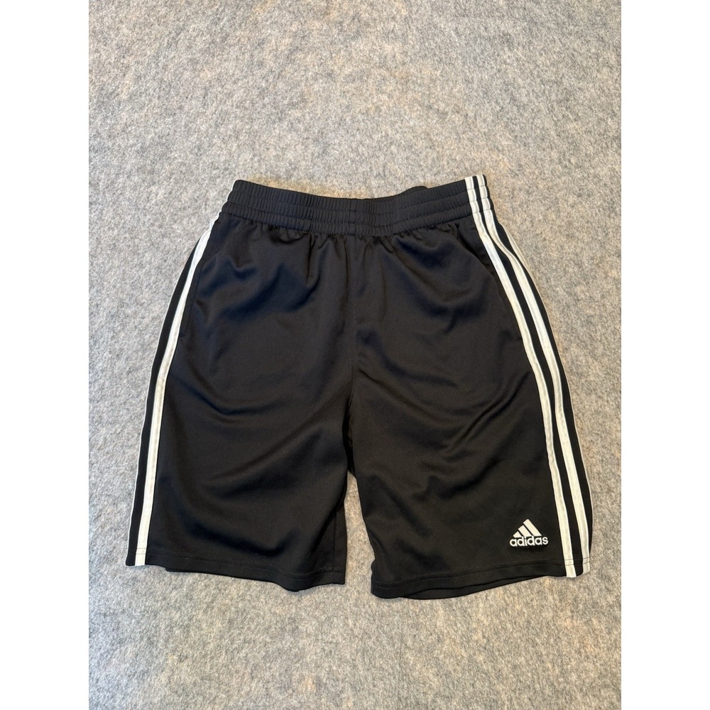 Adidas Womens XL 18/20 Athletic Shorts Black White 3 Stripe Regular Fit Gym
